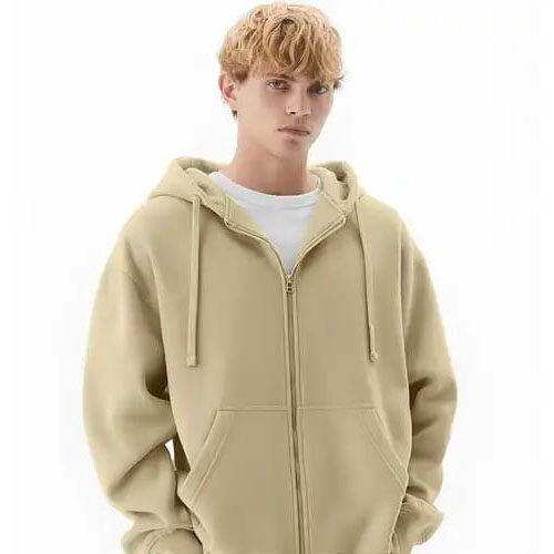 Beige hoodie with zip up